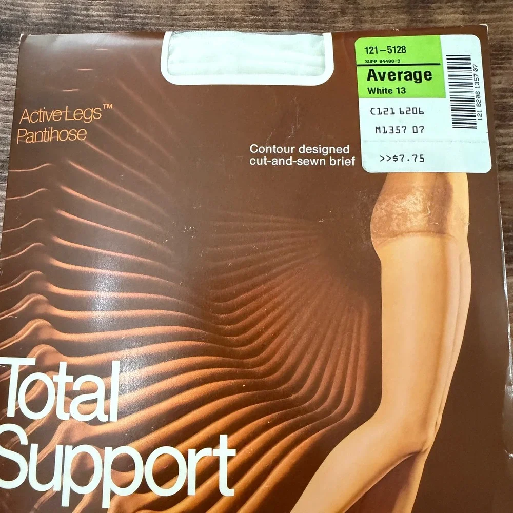 Vintage JCPenney Active Legs Total Support Pantihose White 13 Average USA Made